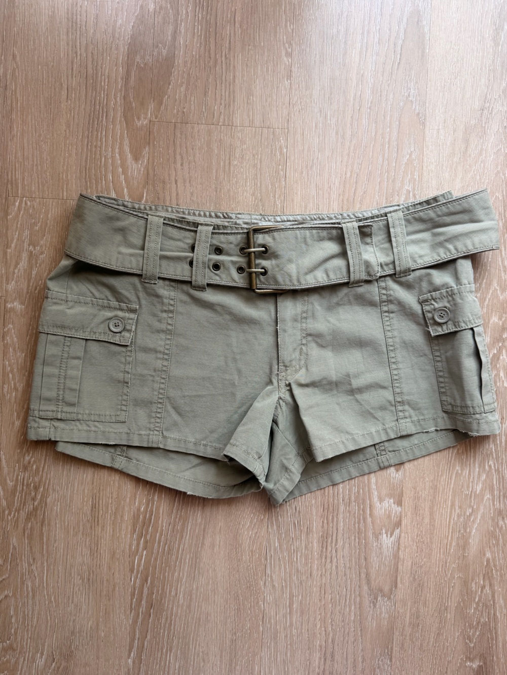Vintage Y2K Plugg Cargo Mini Shorts - Olive Green
